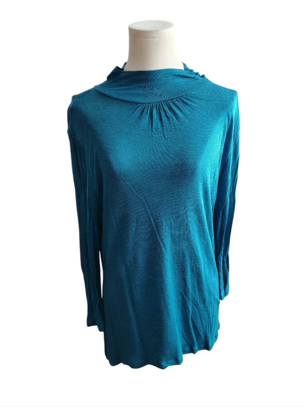 Vintage Banana Republic Tencel Wool High Neck Teal Long Sleeve Sweater Size XL